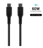 Liquid silicone kabel FIXED s konektory USB-C/USB-C a podporou PD, 0.5m, USB 2.0, 60W, černý