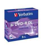 VERBATIM DVD+R DL AZO 8,5GB, 8x, jewel case 5 ks
