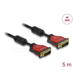 Delock Kabel DVI 24+1 samec > DVI 24+1 samec 5 m červený kovová spona