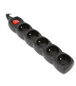 OMEGA Prodlužovací zásuvková lišta s 5 zásuvkami 3,0M 16A 5 SOCKET TYPE E FRENCH BLACK