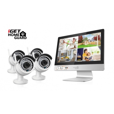 iGET HGNVK49004 - CCTV bezdrátový WiFi set HD 960p s LCD displejem 12", 4CH NVR + 4x IP kamera 960p