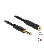 Delock Prodlužovací kabel Stereo Jack 4,4 mm 5 pin samec na samici 5 m černý