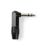 Nedis COTP23903BK - Stereofonní Audio Konektor | 6,35 mm Úhlová Zástrčka | Černá barva
