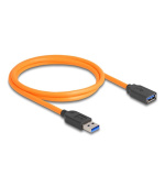 Delock USB 5 Gbps kabel, ze zástrčky USB Typu-A na samice USB Typu-A, k focení s tetheringem, 1 m, oranžový
