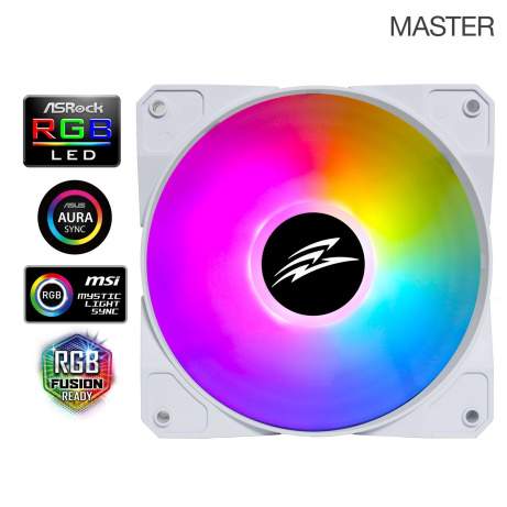 EVOLVEO 12FMW, ventilátor, 120mm, 4pin molex, ARGB, master, bílý