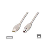 Digitus USB kabel A/samec na B-samec, 2x stíněný, béžový, 3m