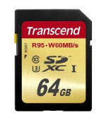 Transcend 64GB SDXC (Class 10) UHS-I U3 paměťová karta, 95 MB/s R, 60 MB/s W