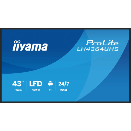 43" iiyama LH4364UHS-B1AG:VA,4K UHD,Android,24/7