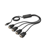 Digitus Adaptér USB na sériový port, RS232 4 x RS232, typ kabelu, Čipset: FT4232H, 1,5 m