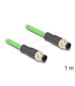 Delock Kabel M12, D-kódovaný, 4 pin, ze zástrčkového na zástrčkového konektor, PUR (TPU), 1 m