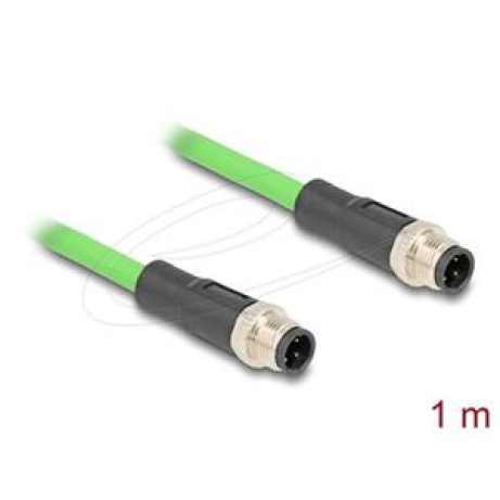 Delock Kabel M12, D-kódovaný, 4 pin, ze zástrčkového na zástrčkového konektor, PUR (TPU), 1 m