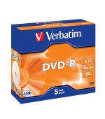 VERBATIM DVD-R(5-Pack)Jewel/MattSlvr/16x/4.7GB