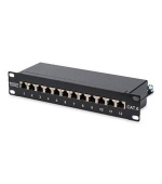 Digitus CAT 6, patch panel třídy E, stíněný, 12 portů RJ45 8P8C, LSA, 1U, 254 mm (10 "), montáž do stojanu, bl RAL 9005