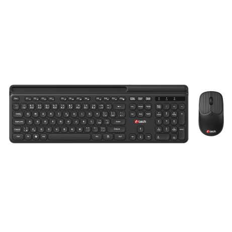 Klávesnice C-TECH Quallis WLKMC-05, bezdrátový combo set s myší, černý, USB, CZ/SK
