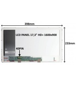 LCD PANEL 17,3" HD+ 1600x900 40PIN LESKLÝ / ŠROUBOVÁNÍ Z BOKŮ