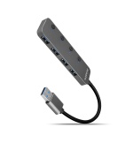 AXAGON HUE-MSA, 4x USB 3.2 Gen 1 SWITCH hub, kovový, micro USB nap. konektor, kabel USB-A 20cm
