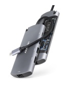 AXAGON HMC-6M2, USB 3.2 Gen 1 hub, 2x USB-A, HDMI, RJ-45 GLAN, SATA M.2, PD 100W, kabel USB-C 18cm