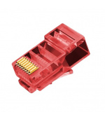 W-Star Konektor UTP RJ45 lanko/licna, pozlacená 3u, Cat5e, červená, 10ks