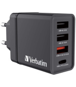 Verbatim USB nabíječka do sítě 30W,4 portová,černá