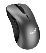 Genius Ergo 8100S Myš, bezdrátová, ergonomická, optická, 1600DPI, 6 tlačítek, USB, kovově šedá