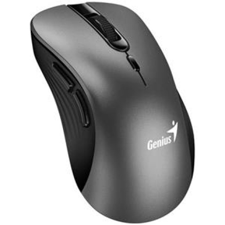 Genius Ergo 8100S Myš, bezdrátová, ergonomická, optická, 1600DPI, 6 tlačítek, USB, kovově šedá