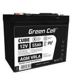 Green Cell CUBE AGM IP54 12V 55Ah VRLA Battery Gel deep cycle scooter mower boat barge mower tractor fishing boat