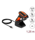 Delock Průmyslová čtečka 1D a 2D čárových kódů pro 2,4 GHz nebo Bluetooth s indukční nabíjecí stanicí