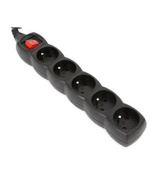 OMEGA Prodlužovací zásuvková lišta s 5 zásuvkami 3,0M 16A 5 SOCKET TYPE E FRENCH BLACK