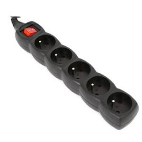 OMEGA Prodlužovací zásuvková lišta s 5 zásuvkami 3,0M 16A 5 SOCKET TYPE E FRENCH BLACK