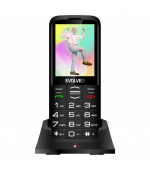 EVOLVEO EasyPhone FS, vyklápěcí mobilní telefon 2.8" pro seniory s nabíjecím stojánkem (černá barva)