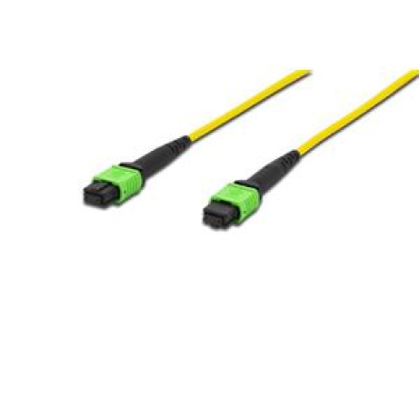 Digitus Fiber Optic Patchcord, MPO to MPO, Female OS2, Singlemode 09/125 µ, 15m, Method A Jacket: yellow, Housing: green