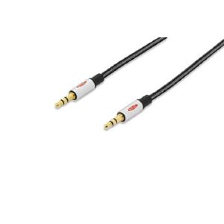 Ednet Audio propojovací kabel, stereo 3,5 mm samec/samec, 1,5 m, CCS, stíněný, bavlna, zlato, stříbrná/černá