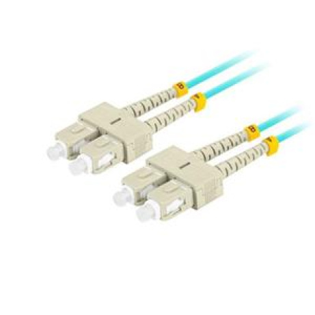 LANBERG optický patch cord MM SC/UPC-SC/UPC duplex 2m LSZH OM3 50/125 průměr 3mm, barva cyan