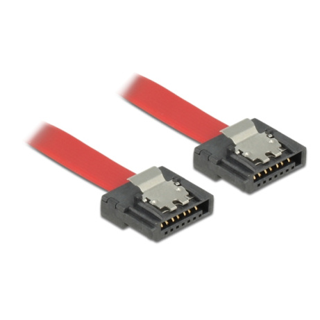 Delock kabel SATA FLEXI 6 Gb/s 20 cm červený kovová spona