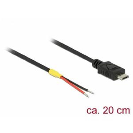 Delock Kabel USB 2.0 Micro-B samec > 2 x dráty bez konektoru 20 cm Raspberry Pi
