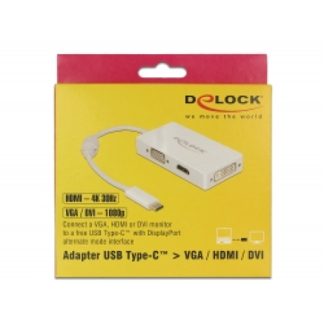Delock Adaptér USB Type-C™ samec > VGA / HDMI / DVI samice bílá
