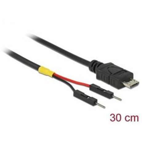 Delock USB napájecí kabel Micro-B na 2 x kolíkové konektory oddělené, napájecí, 30 cm