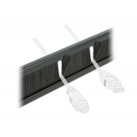 Delock Kartácový proužek délky 19" (48,26 cm) pro správu kabelu, beznástrojový, 1U, cerný
