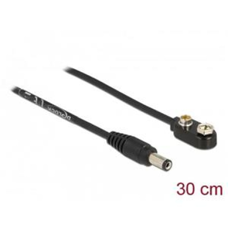 Delock DC napájecí kabel 5,5 x 2,1 mm, zástrčkový, k přípojce na blokovou baterii 9 V